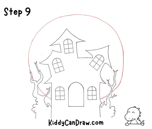 How To Draw a Haunted House Step 9
