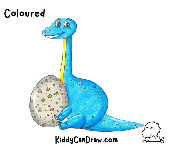 How To Draw a Mommy Dinosaur Colored