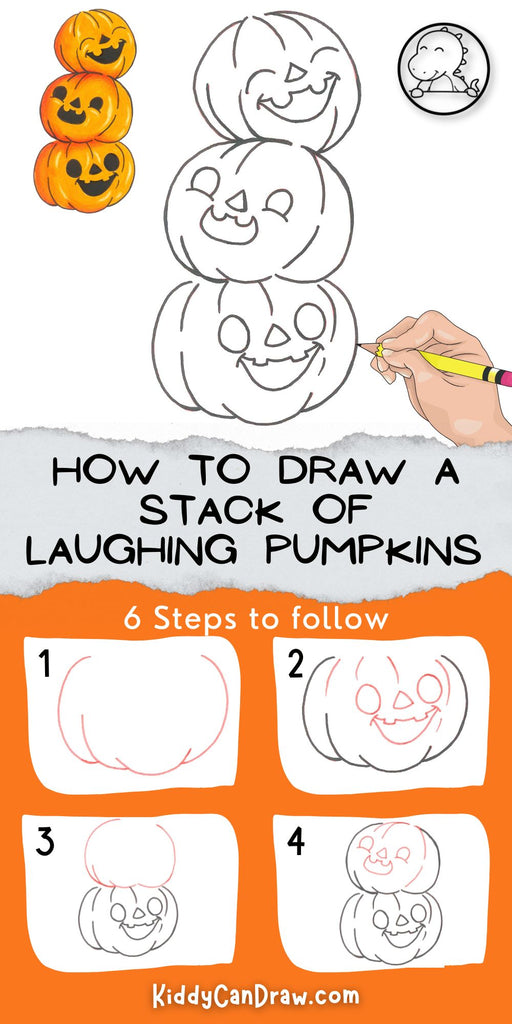 How To Draw a Stack Of Laughing Pumpkins