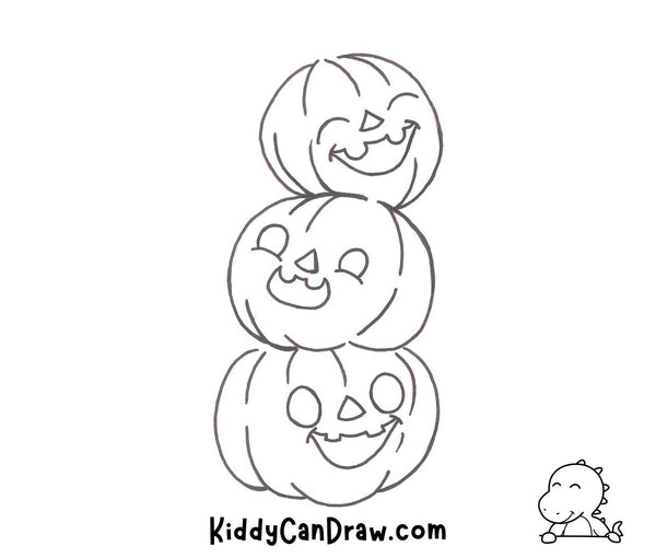 How To Draw a Stack Of Laughing Pumpkins Final