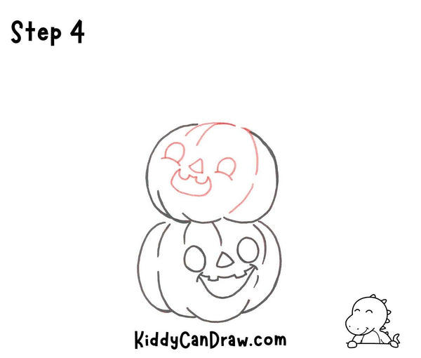 How To Draw a Stack Of Laughing Pumpkins Step 4