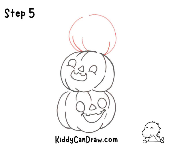 How To Draw a Stack Of Laughing Pumpkins Step 5