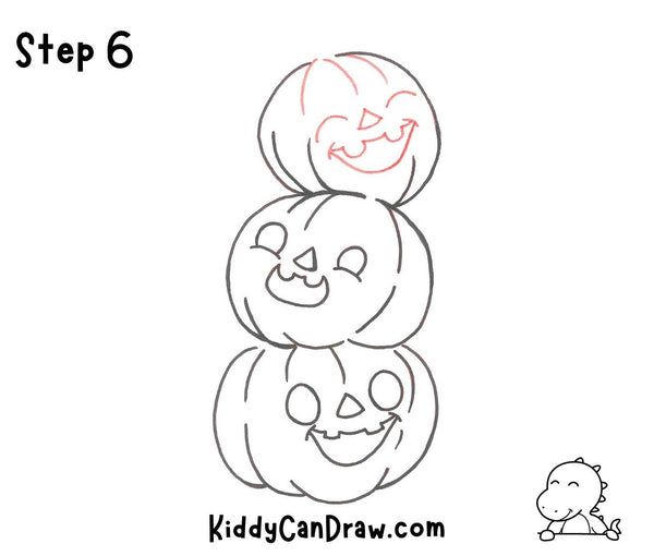 How To Draw a Stack Of Laughing Pumpkins Step 6