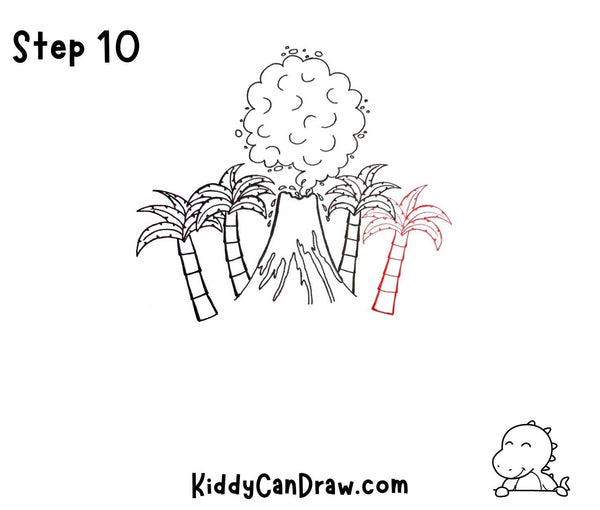 How To Draw a Volcano Island Step 10