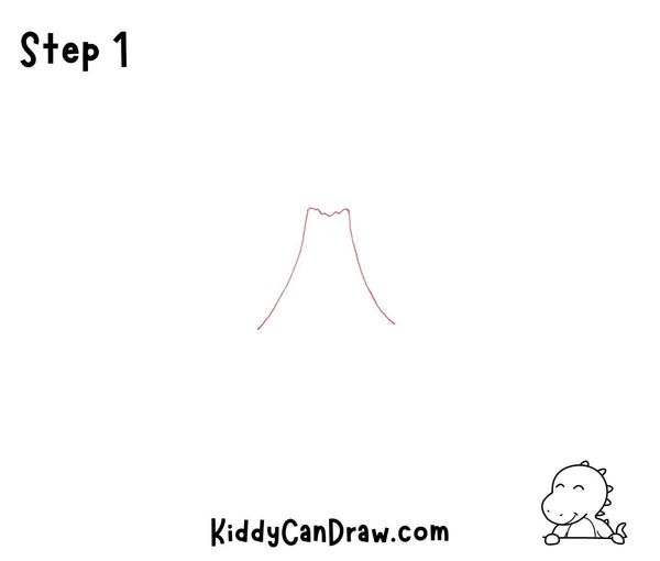 How To Draw a Volcano Island Step 1