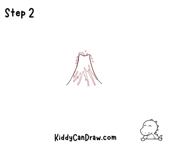 How To Draw a Volcano Island Step 2