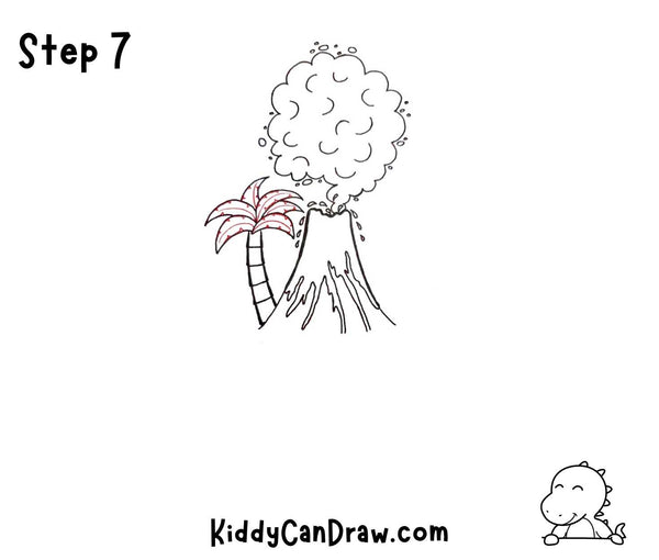 How To Draw a Volcano Island Step 7