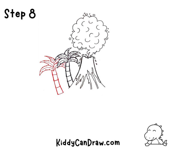 How To Draw a Volcano Island Step 8