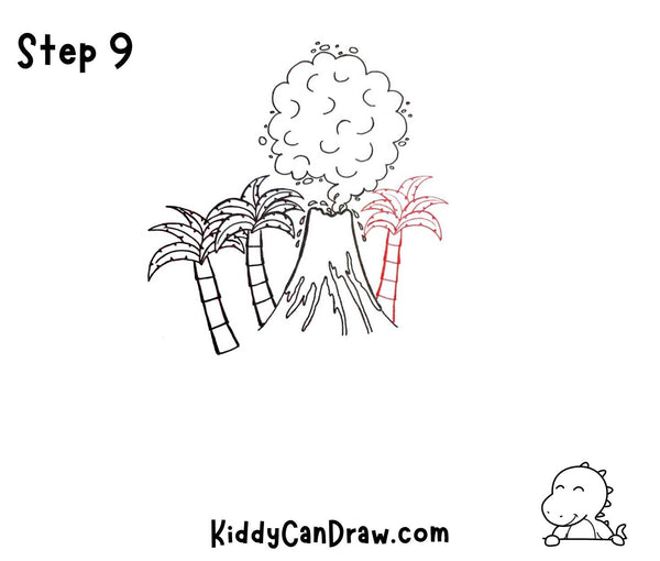 How To Draw a Volcano Island Step 9