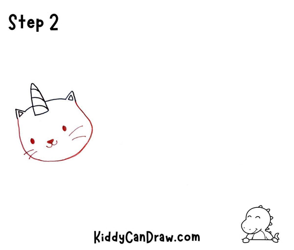How to Draw A Flying Unicorn Cat step 2