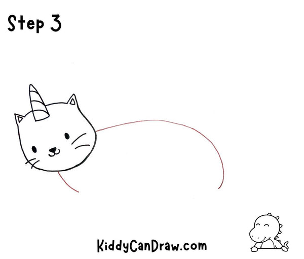 How to Draw A Flying Unicorn Cat step 3
