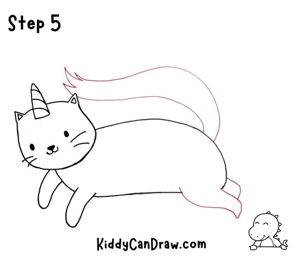 How to Draw A Flying Unicorn Cat step 5