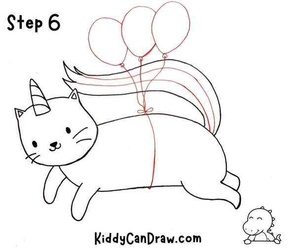 How to Draw A Flying Unicorn Cat step 6