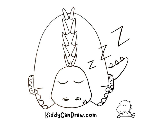 How to Draw Sleepy Dinosaur Final 