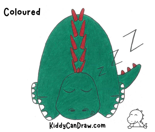 How to Draw Sleepy Dinosaur Colored 