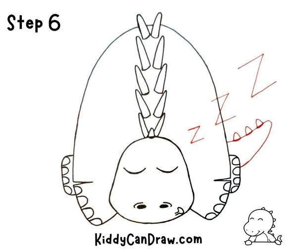 How to Draw Sleepy Dinosaur step 6
