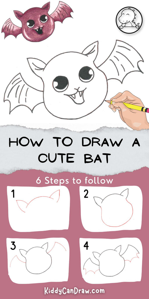 How to Draw a Cute Bat For Halloween | Step by Step Guide – Kiddy Can Draw