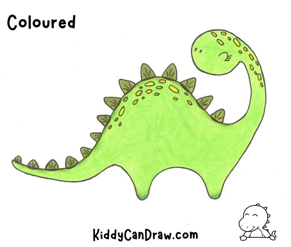 How to Draw a Cute Dinosaur coloured