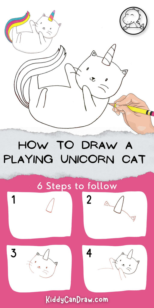 How to Draw a Playing Unicorn Cat