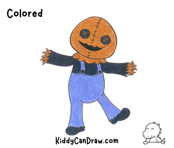 How To Draw a Scarecrow For Halloween Colored