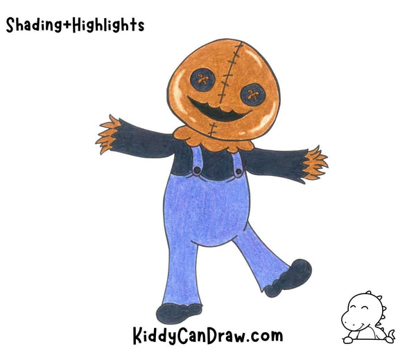 How To Draw a Scarecrow For Halloween Shading