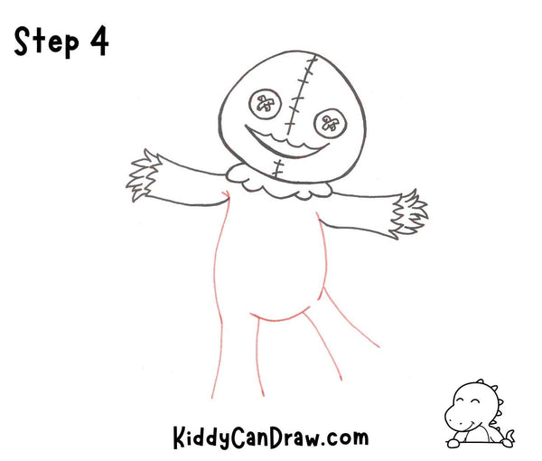 How To Draw a Scarecrow For Halloween Step 4