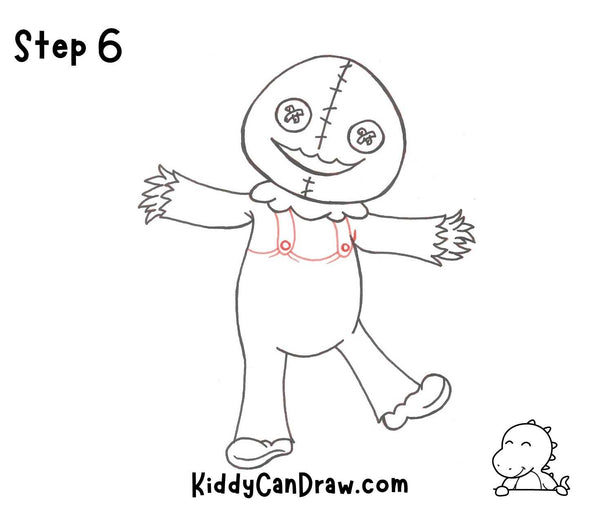 How To Draw a Scarecrow For Halloween Step 6