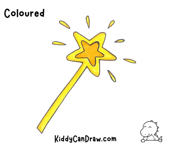 How to Draw a Simple Magic Wand Colored