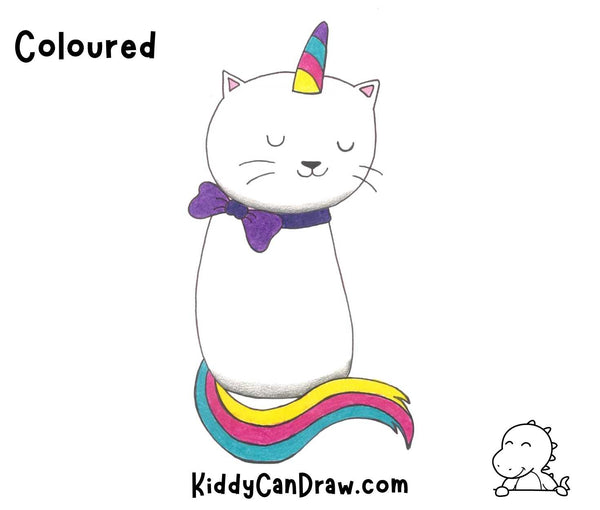 How to Draw a Swaddled Unicorn Cat Coloured