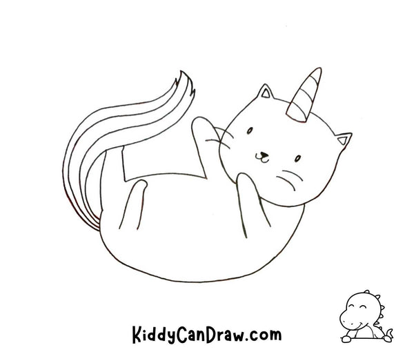 How to Draw a Playing Unicorn Cat Final
