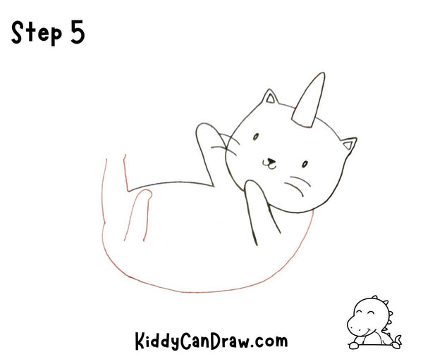 How to Draw a Playing Unicorn Cat Step 5