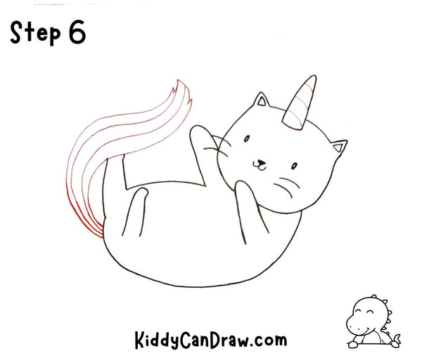 How to Draw a Playing Unicorn Cat Step 6