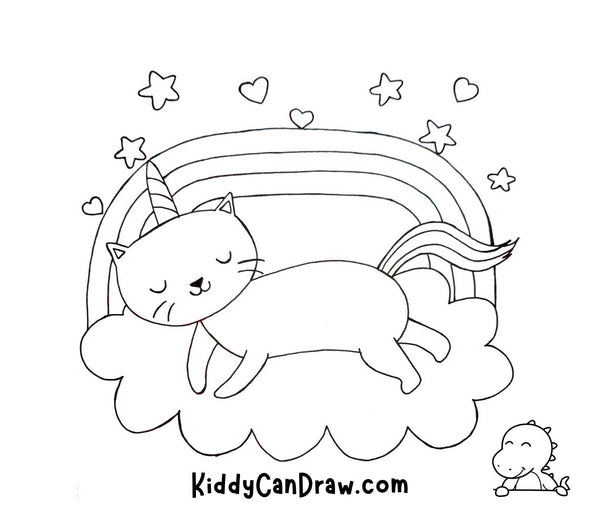 How to Draw a Unicorn Cat on a Cloud | Step by Step Guide – Kiddy Can Draw