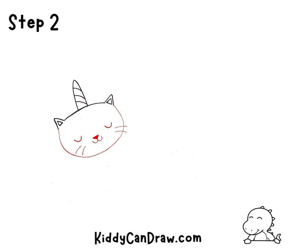 How to Draw a Unicorn Cat on a Cloud Step 2