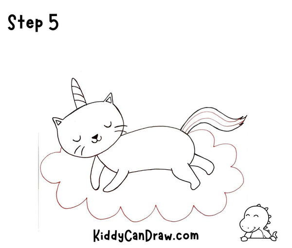 How to Draw a Unicorn Cat on a Cloud Step 5