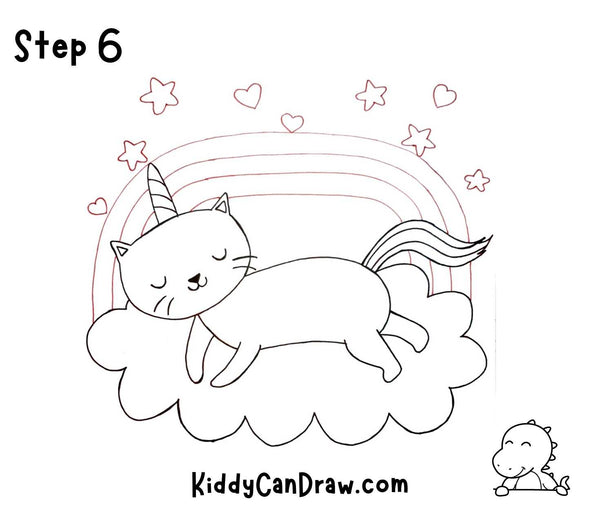 How to Draw a Unicorn Cat on a Cloud Step 6