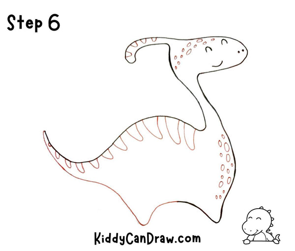 How to draw a Parasaurolophus Step 6