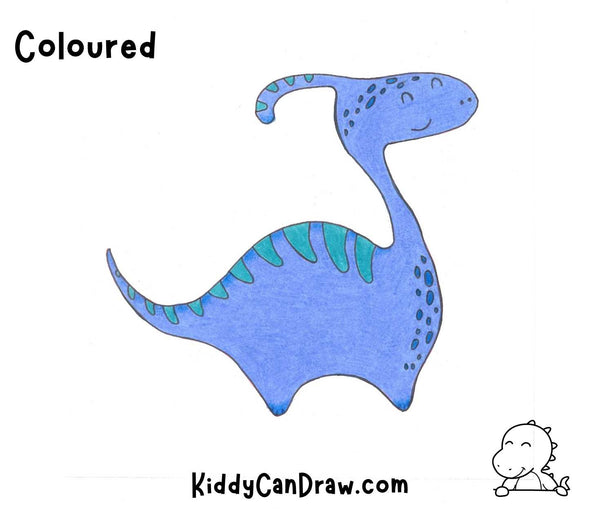 How to draw a Parasaurolophus coloured