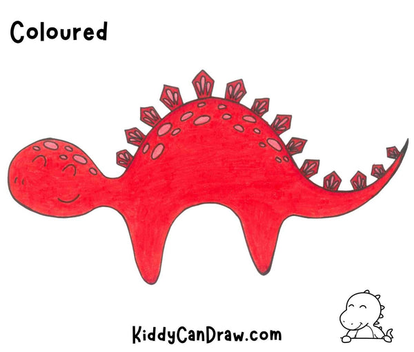 How to draw a Stegosaurus coloured