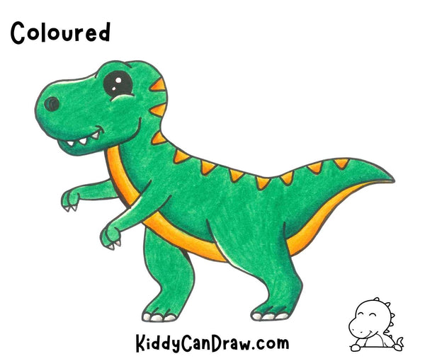 How to draw a T-Rex Coloured