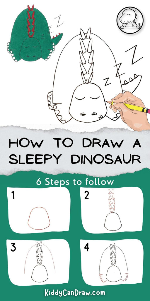 How to Draw a Sleepy Dinosaur