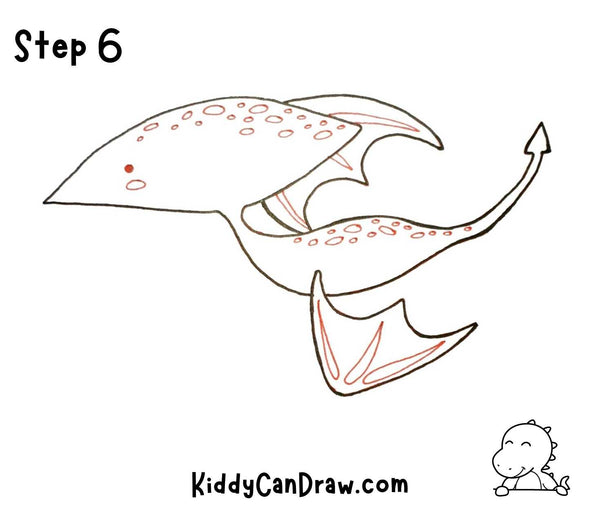 How to draw a Pterodactyl step 6