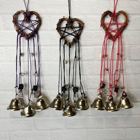 Witch Bells Hanging Protection Ward ~Witchy Purple Pentagram Pentacle  Blessed Be snake Witch Hat ~Witches Bells ~ Witchbells ~Door Bells