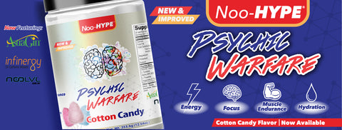 Noo-HYPE Relaunches Psychic Warfare Pre-workout with new Cotton Candy Flavor