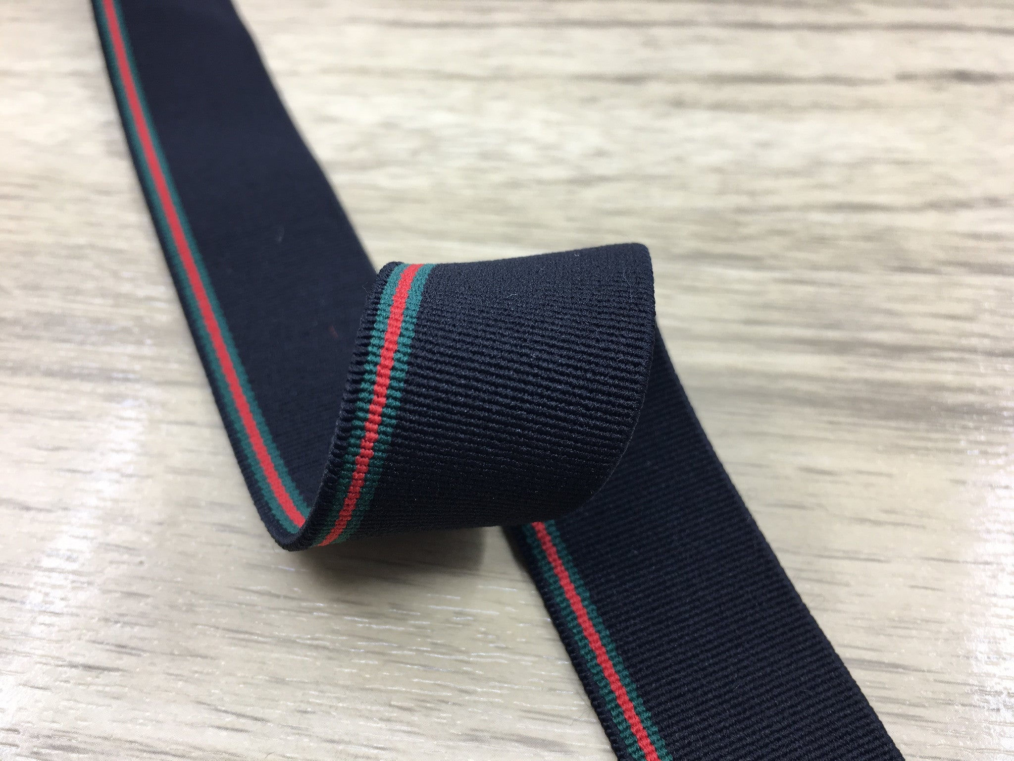 25mm Wide Black Green and Red Striped 