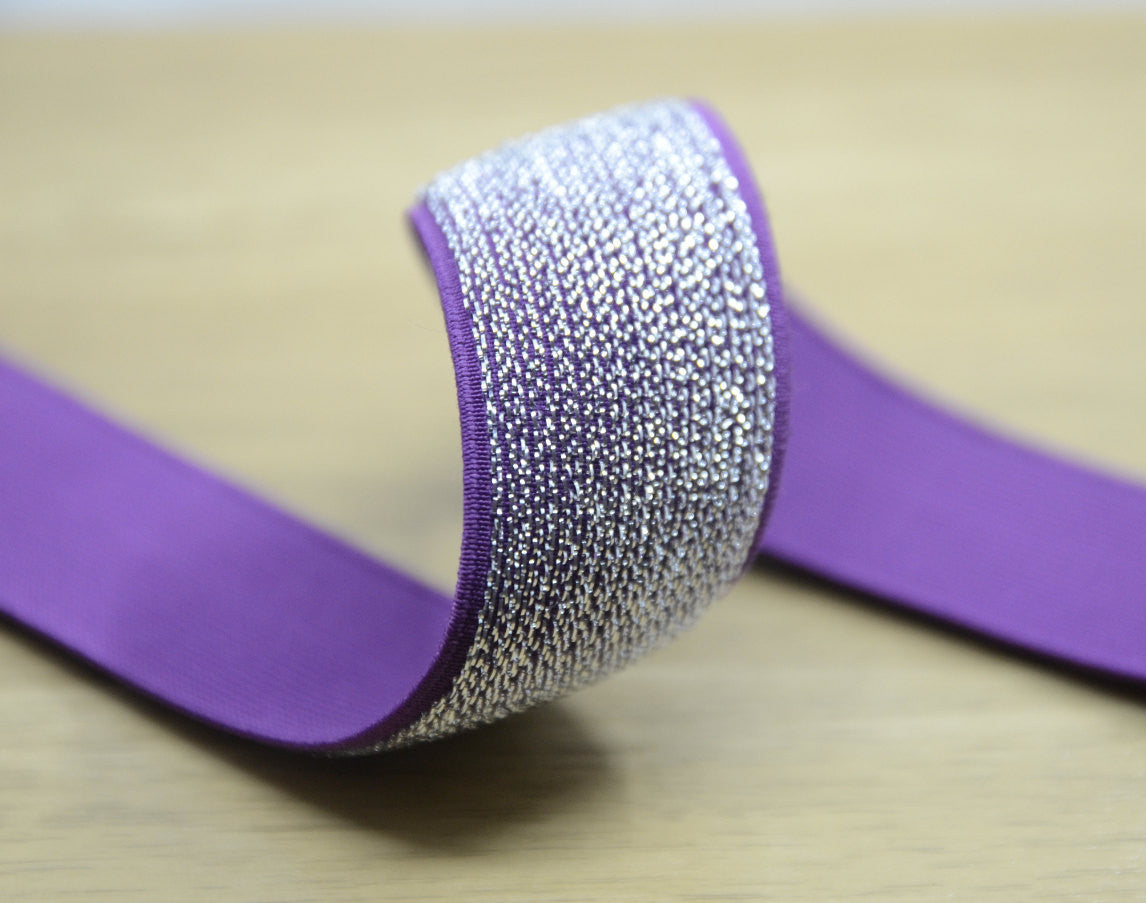 Glitter Purple Sewing Elastic ,Colored Elastic, 1 1/2 inch 40mm Waistb ...