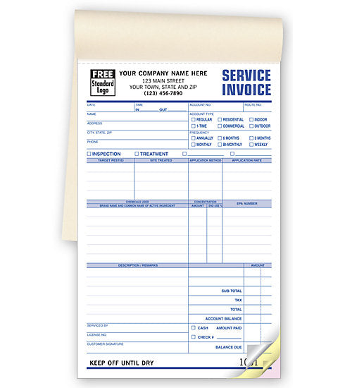 Pest Control Service Invoice Books