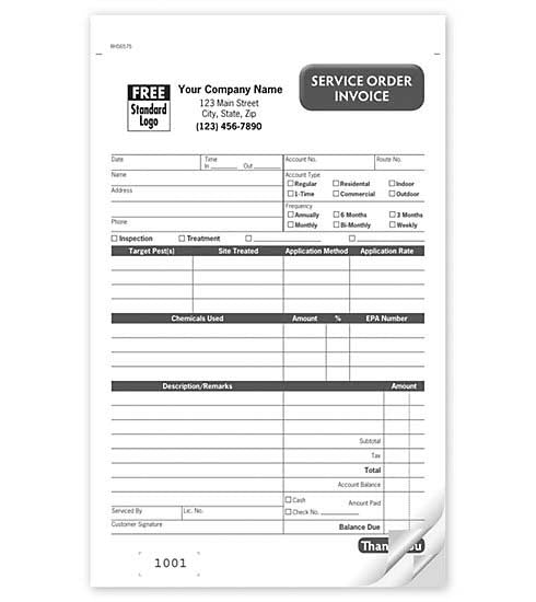 Pest Control Service Order Invoice