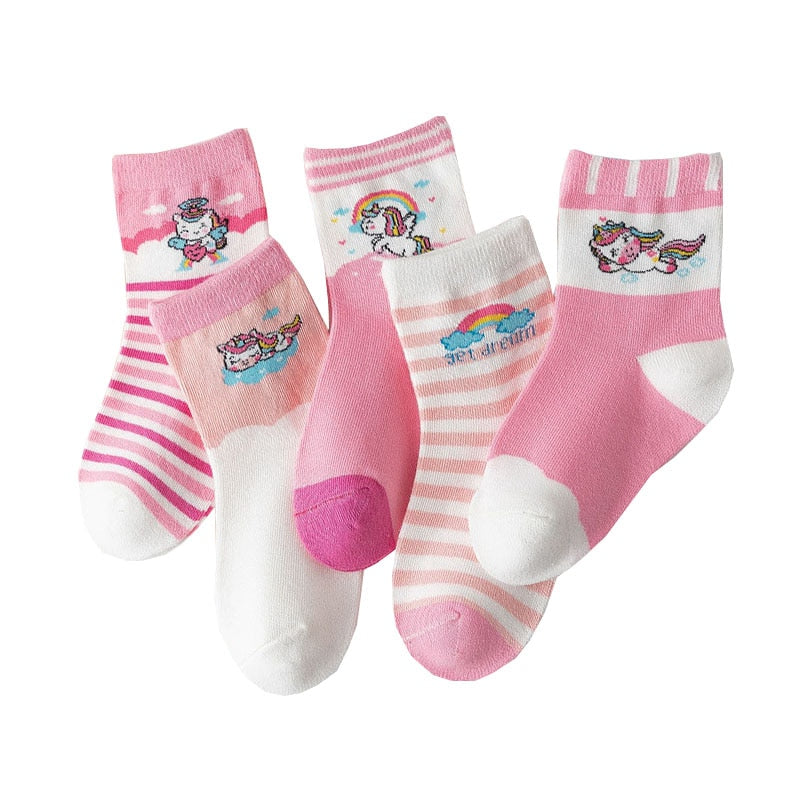 Unisex 5 Pairs/Lot Cute Cartoon Baby Socks Winter Thicken Soft Kawaii Infant Toddler Cotton Sports Socks Pink Assorted