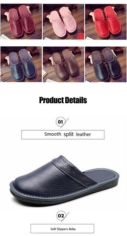 Unisex Indoor Split Leather Slippers - true deals club